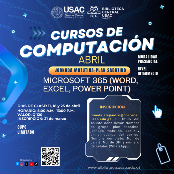 Cursos de Computación del mes de abril, en jornada matutina